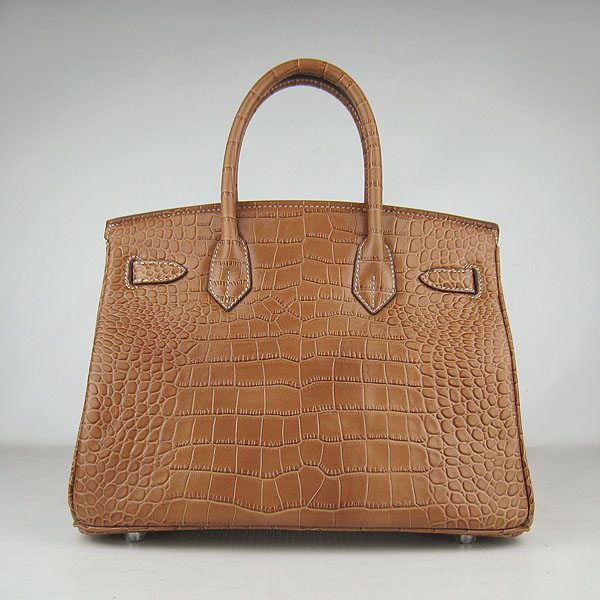 Replica Hermes Birkin 35cm Crocodile Veins Bag Light Coffee 6088 On Sale